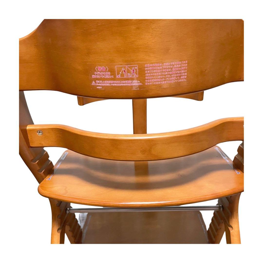 [極美品] 大和屋 すくすくチェアプラス ガード付 ブラウン 木製ベビーチェア