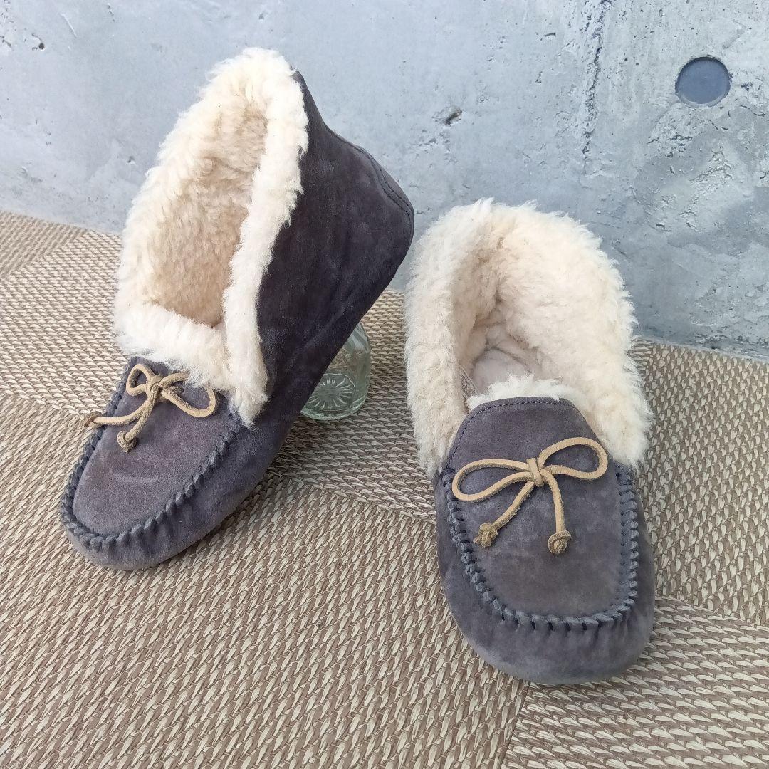 【極美品】UGG アグ アレーナ モカシン ムートンブーツ23cm グレー
