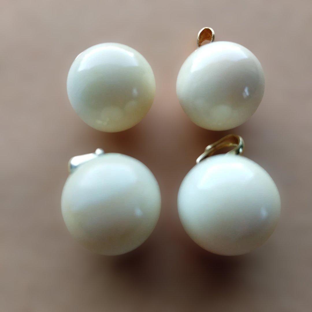 鯨歯　マッコウクジラ　牙玉ペンダントトップ　11.5㎜　10個　①