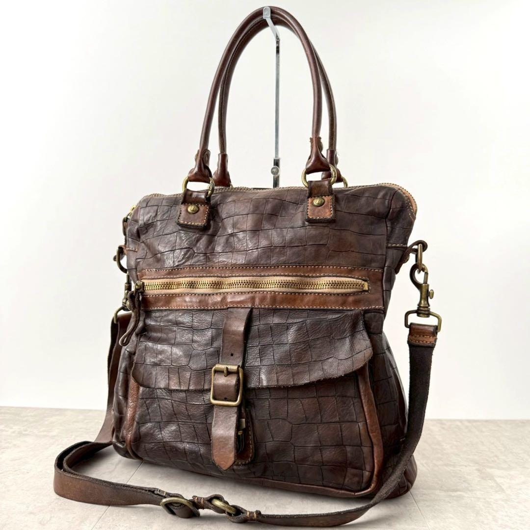 【美品✨️】CAMPOMAGGI カンポマッジ 2wayバッグ ダークブラウン