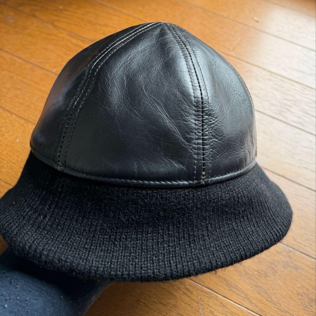 ミスターファットマン レザー フィッシャーマンキャップ ブラック