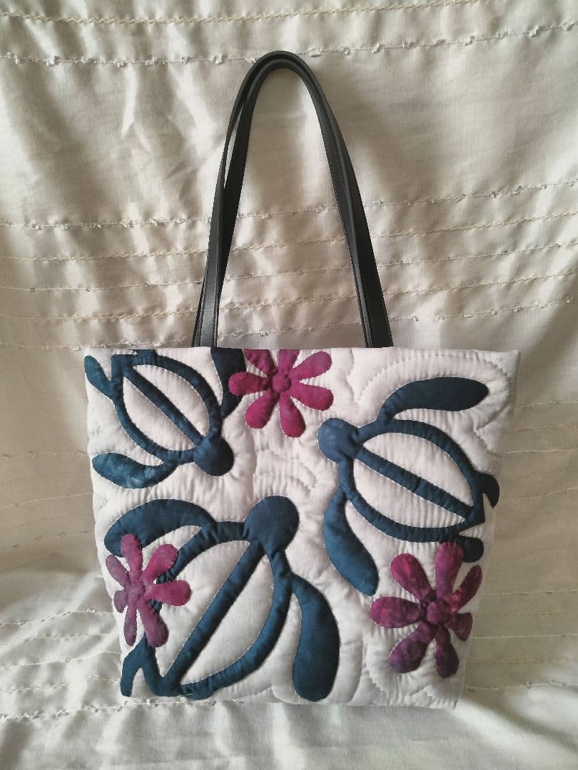 ☆263.ハワイアンキルト・バッグ・ホヌ＆ティアレ