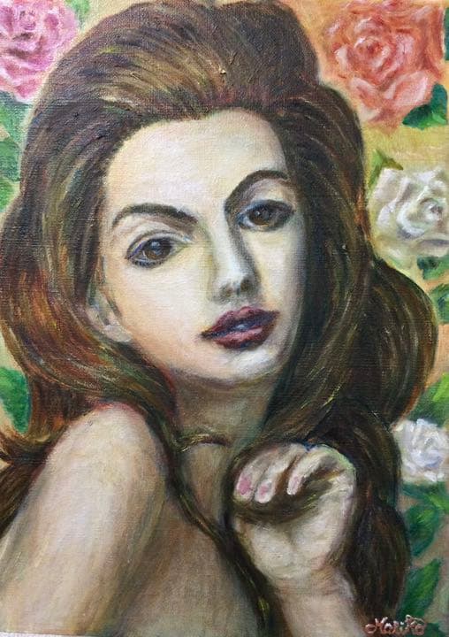 美人画　油彩画　額縁無し