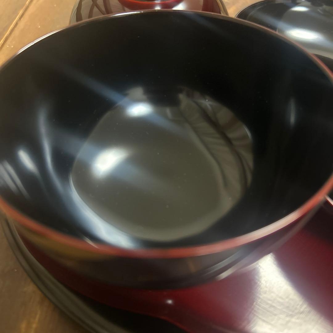 越前塗　千羽鶴雑煮椀 溜　蒔絵　本漆手塗り　ペア　箔鶴蒔絵　煮物椀　縁起物　お祝