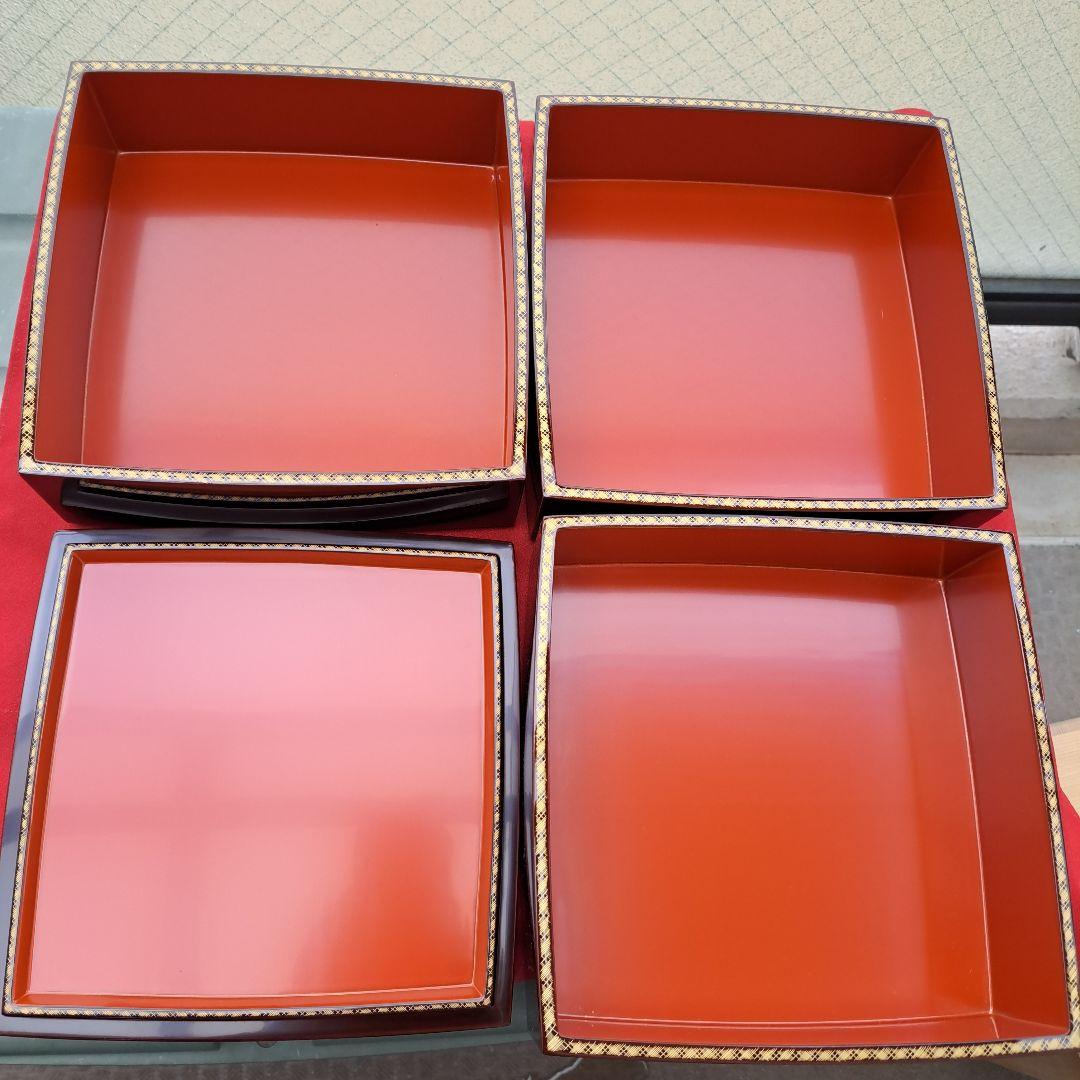 【輪島塗　6.5寸3段重箱】布着本堅地　溜塗/胴張り　未使用品