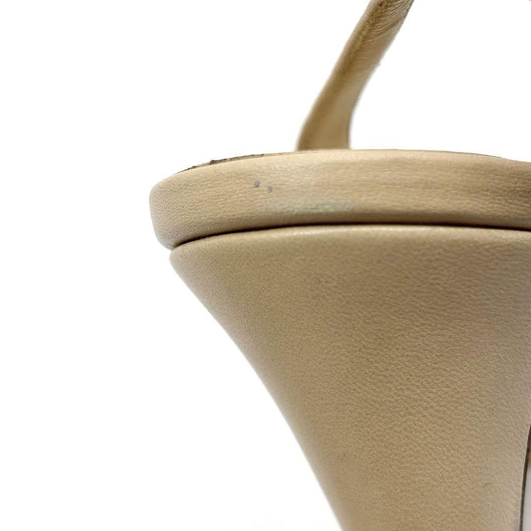 【約24.5cm】シャネル リボンサンダル バックストラップ ココマーク5Q3