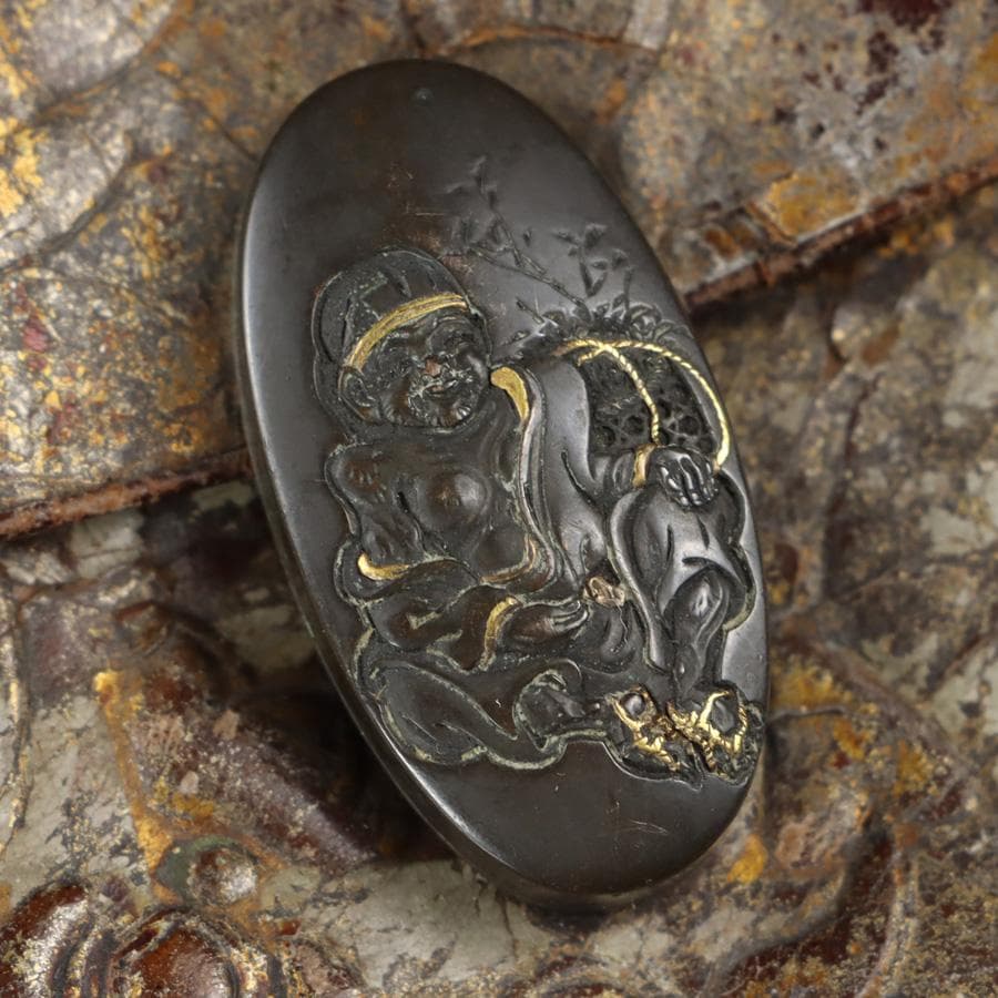 Y2978-2 時代物 金銀象嵌金具 金蒔絵 煙管入れ 煙草入れ 提物　　ち