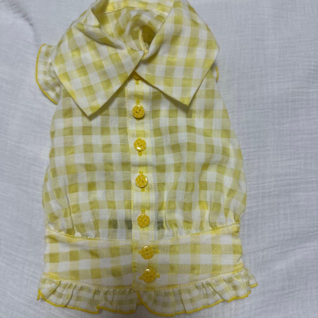 アトリエGG黄色 チェック柄 フリル付き