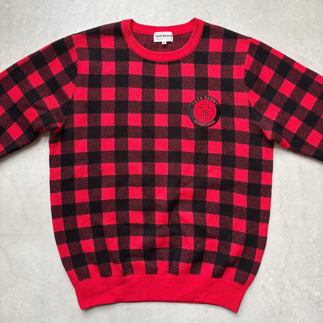 【美品】Jack Bunny!! ジャックバニー チェック柄 長袖ニットセーター