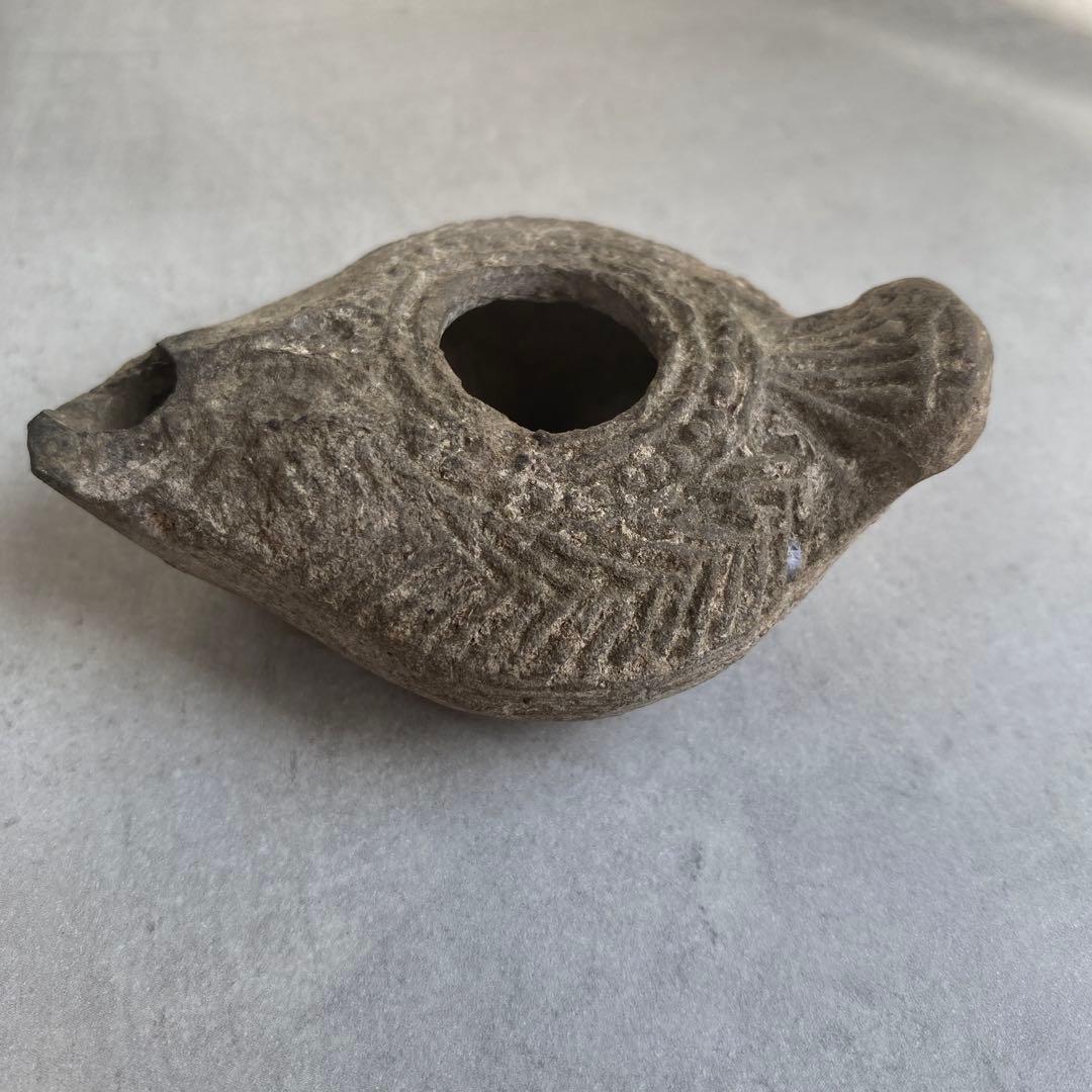 古代ローマ　アンティークオイルランプ　テコラッタ　8cm 48g