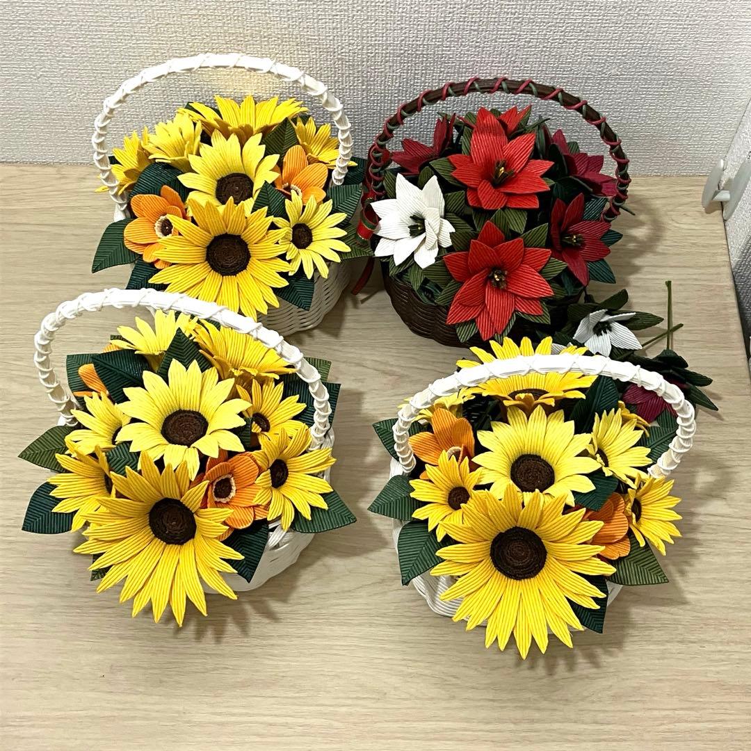 森ママ　ひまわり花かご&ポインセチアかご
