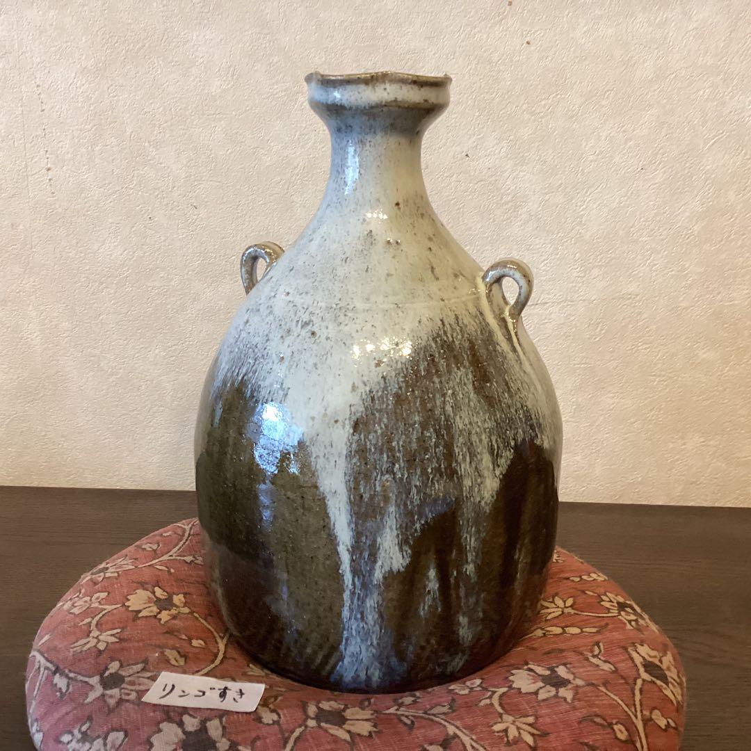 叩き朝鮮唐津耳付花生　唐津焼中里太郎右衛門作