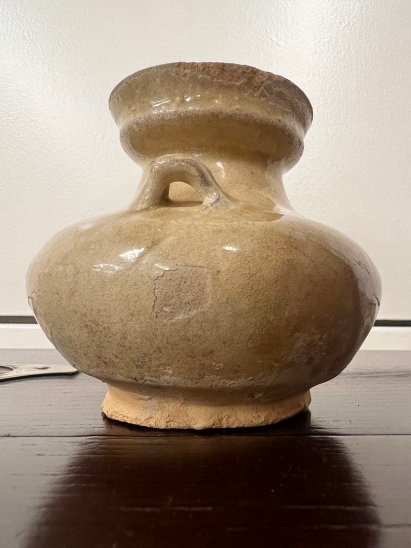 中国・隋朝~唐朝灰釉石榴尊双系壶唐物古美術品江戸アンティーク骨董コレクション青磁