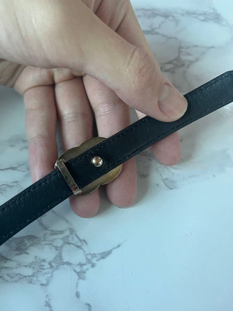 CHANEL ブラックレザーベルト 75