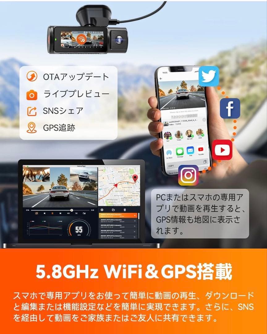 ベロニカ VANTRUE N4 Pro 3カメラ 4K ドライブレコーダー
