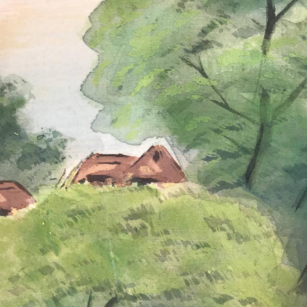 【真作】堀江春斎/水郷/山水図/横物/春湖漁舟図/掛軸☆宝船☆AB-500