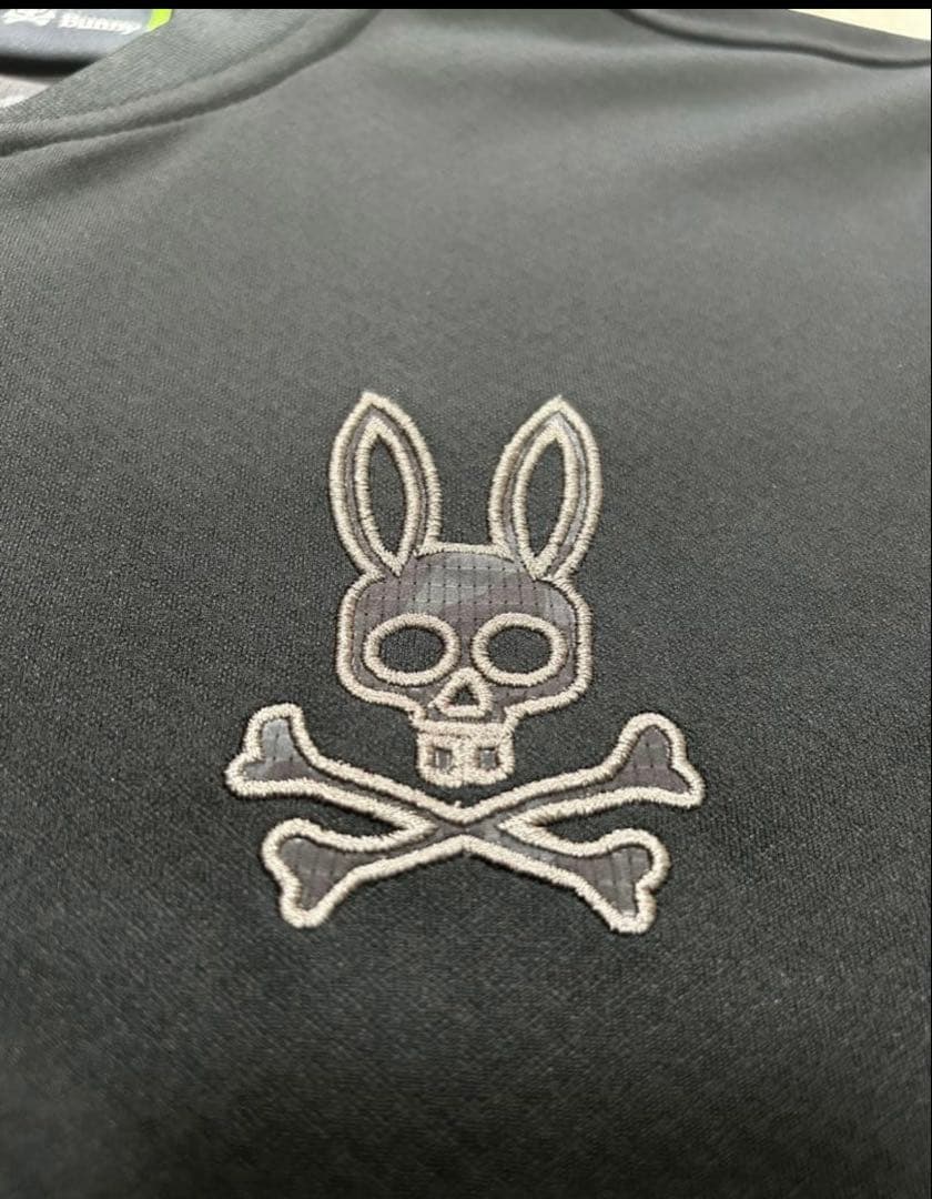 Psycho Bunny サイコバニー モックネック ゴルフウェア ロゴ刺繍 黒