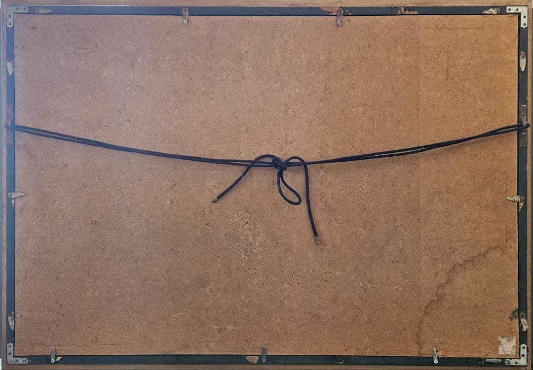 バリの風景 油彩画 PADE KETUT BONGKASO　 寺院お祭り図　額装