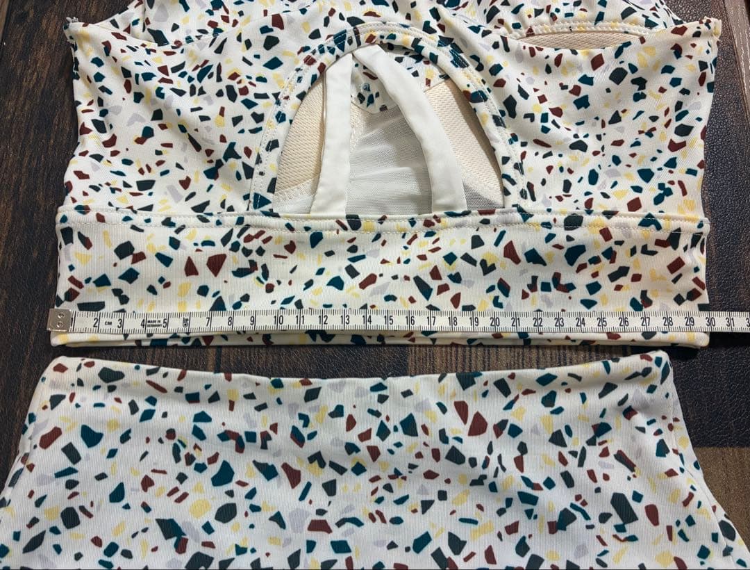 極美　emmi yoga エミヨガ　ヨガウェア　オフホワイト×カラフル　S