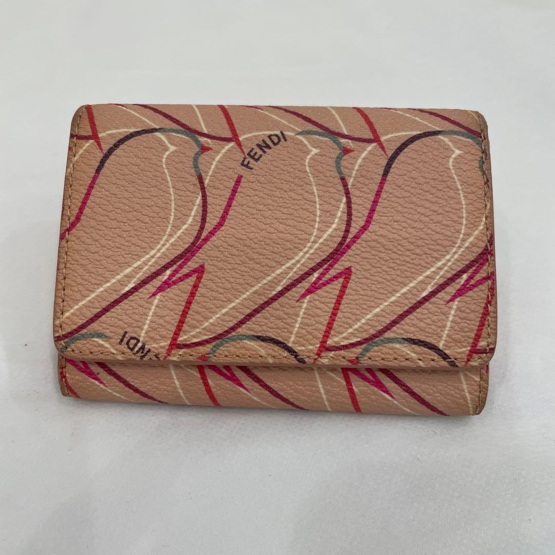 FENDI カードケース　鳥モチーフ　美品　ピンク/ベージュ