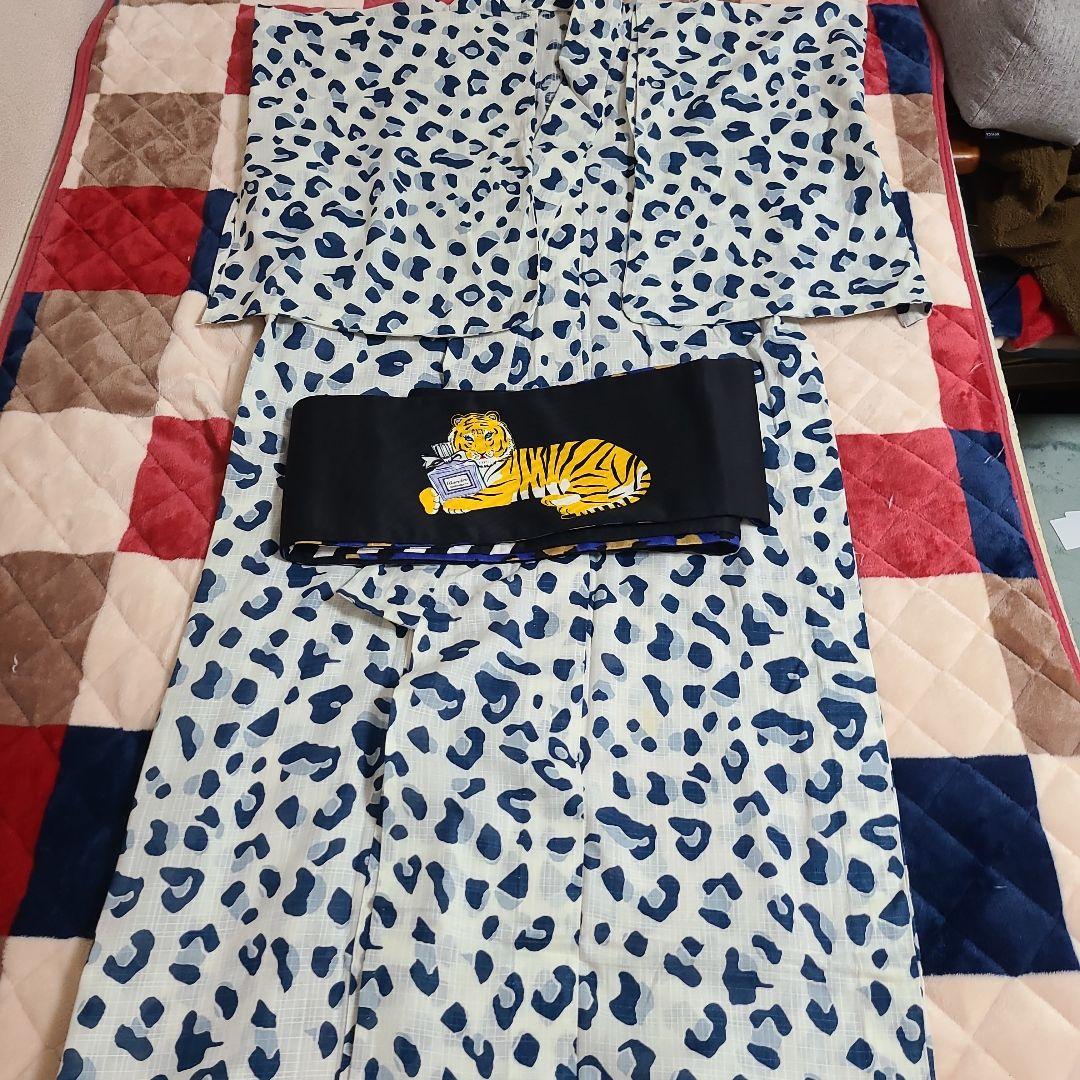 パメオポーズ　青レオパード浴衣　綿　万博やイベントや推し活にも！