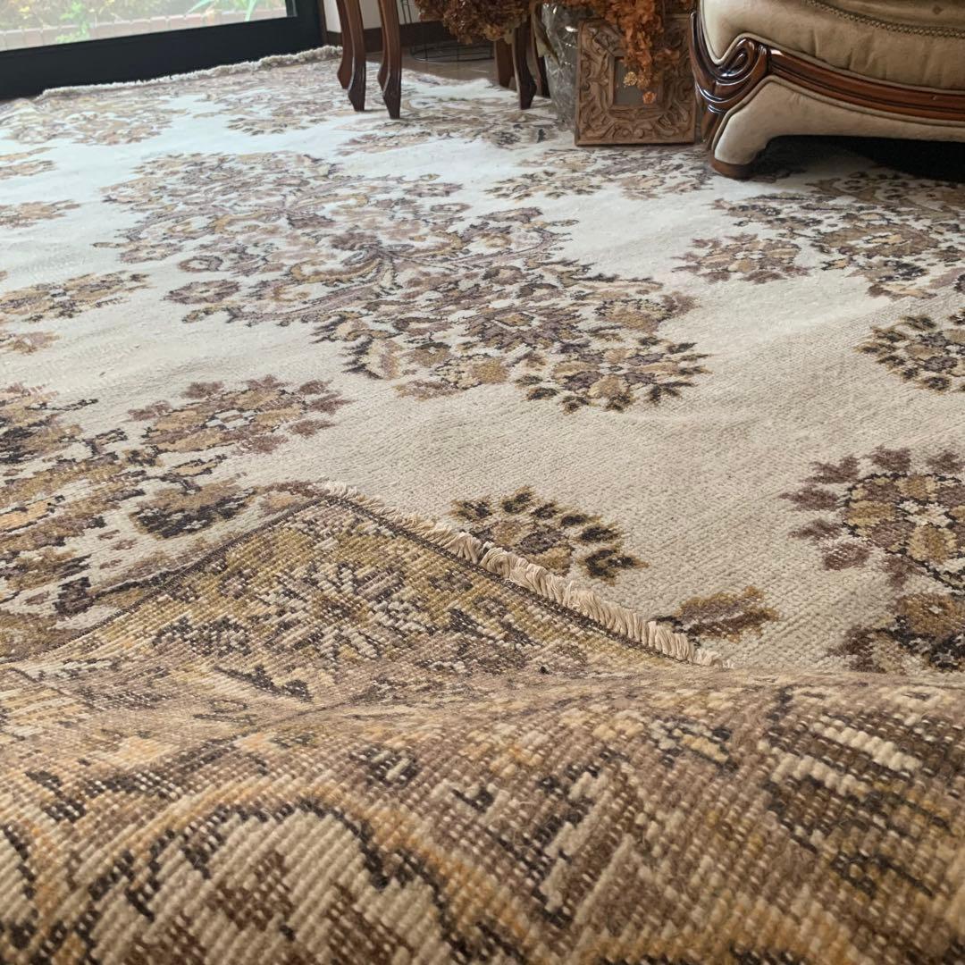 超大判　幅広　252× 147 トルコヴィンテージラグ　ボタニカル　雅紀さん