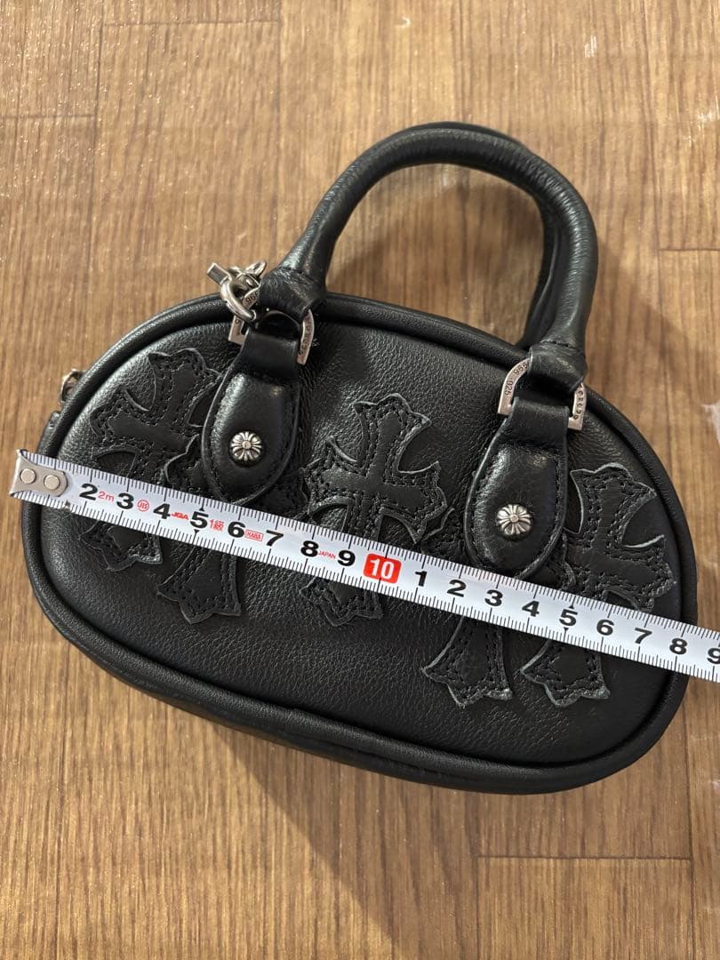 黒 レザー クロス刺繍 バッグ