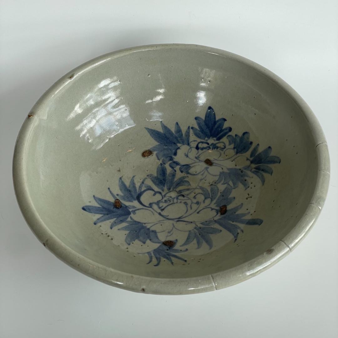 中国 美術 唐物 古玩 宋 元 明 清期 古染付 青絵 青花 大鉢 深鉢 牡丹