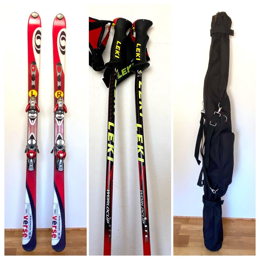 スキー4点セット SALOMON VERSE7 170cm ストック ケース付