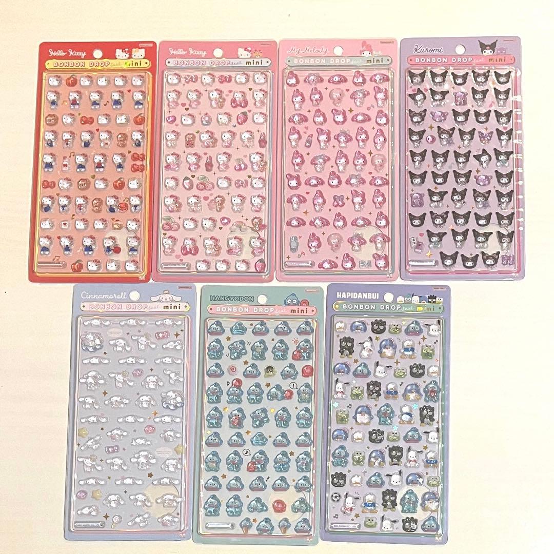 【新品・正規品】ボンボンドロップシールミニ サンリオ 7種セット