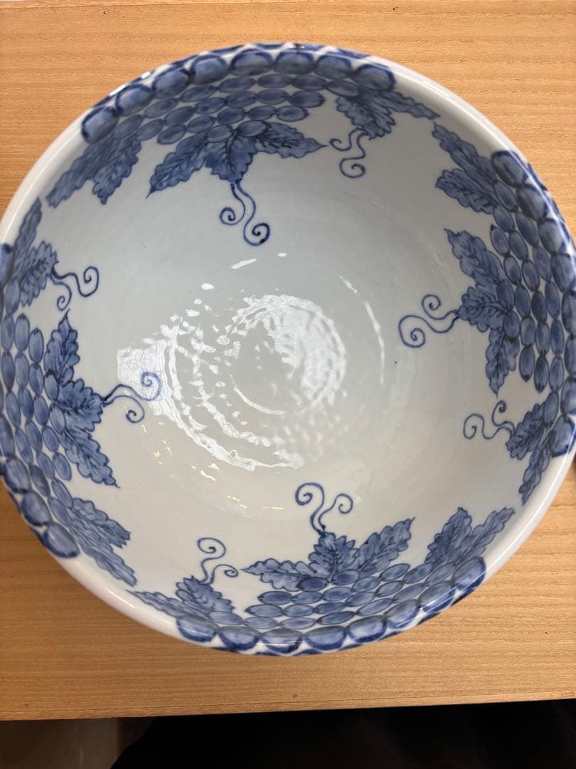 茶道具　一重口水指　染付　葡萄　影徳鎮　王懐英作