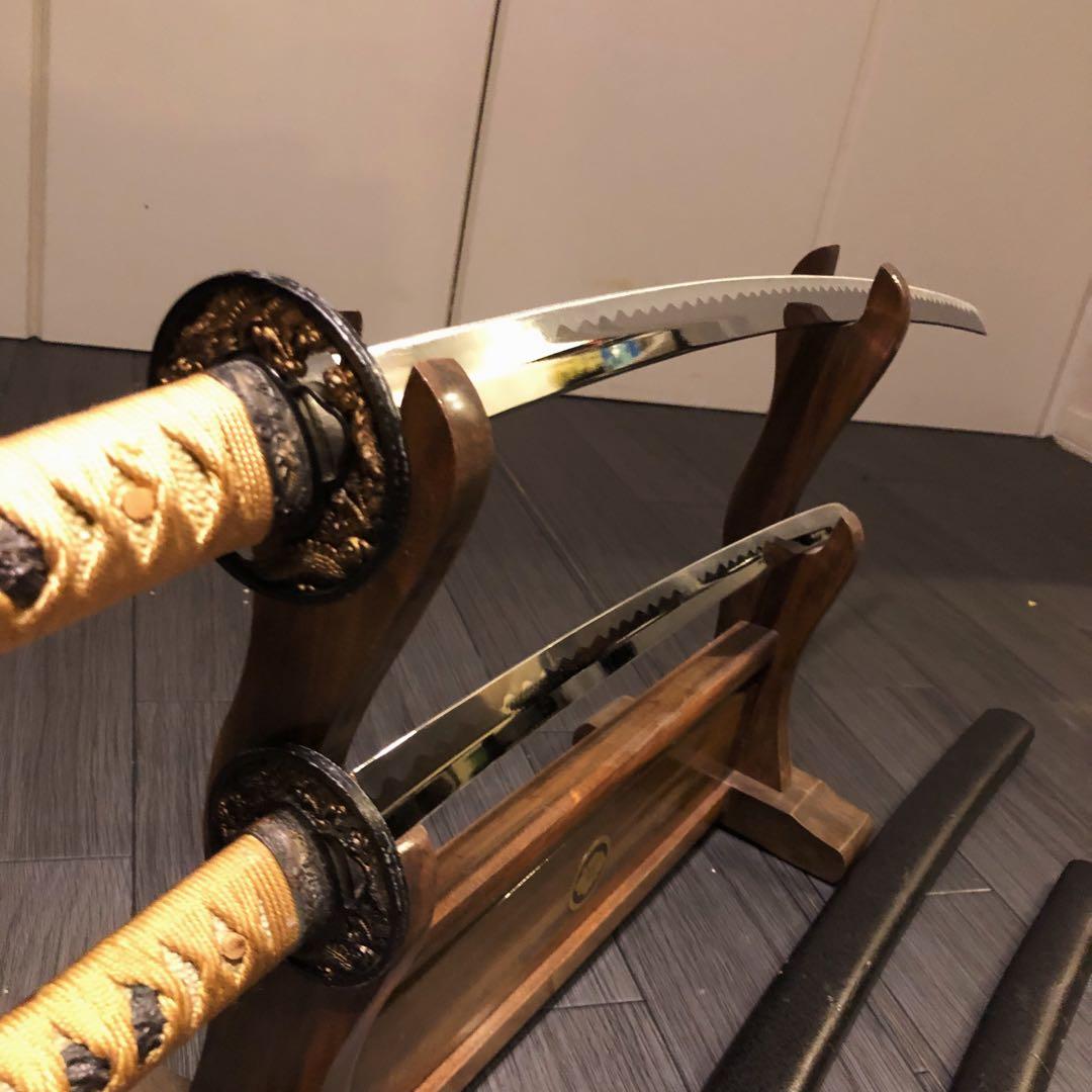 本格模造刀　居合刀　 2本セット　美術刀剣　太刀　脇差　大小セット　茶拵え