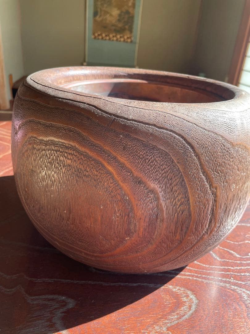 美品　時代　桐火鉢　秋草蒔絵 火鉢　螺鈿入り　茶道具　骨董品　木製火鉢　100年