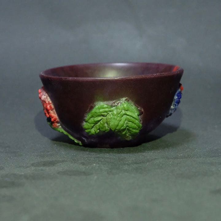 ガラス作家　佐伯泰典作　紫陽花　ぐい呑　パートドヴェール