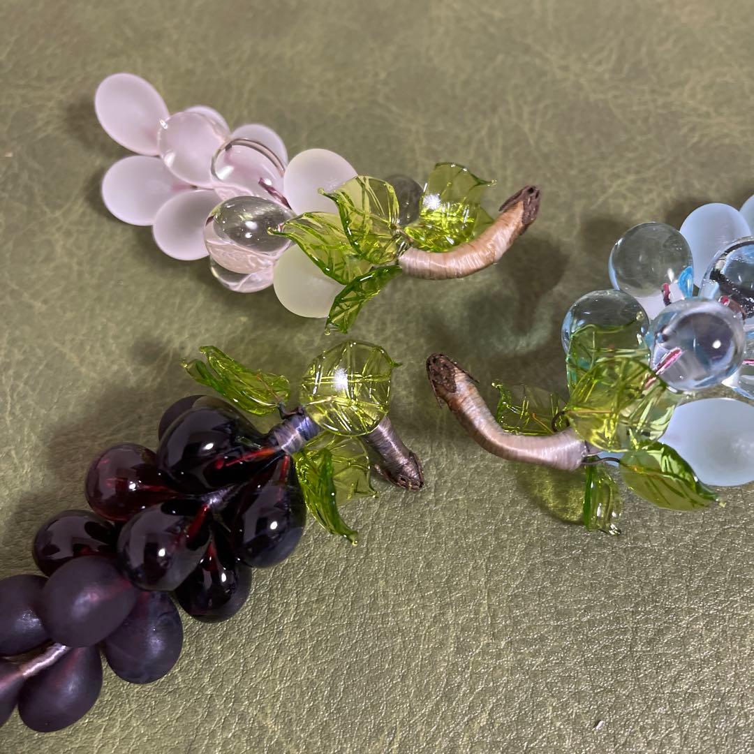 ヴェネチアングラス　ムラーノガラス　ぶどう　ガラス細工　イタリア　ヴィンテージ