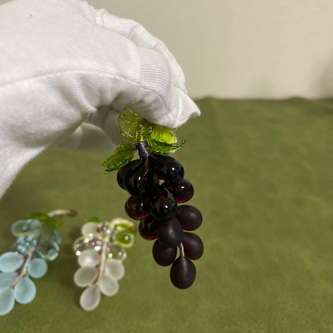 ヴェネチアングラス　ムラーノガラス　ぶどう　ガラス細工　イタリア　ヴィンテージ