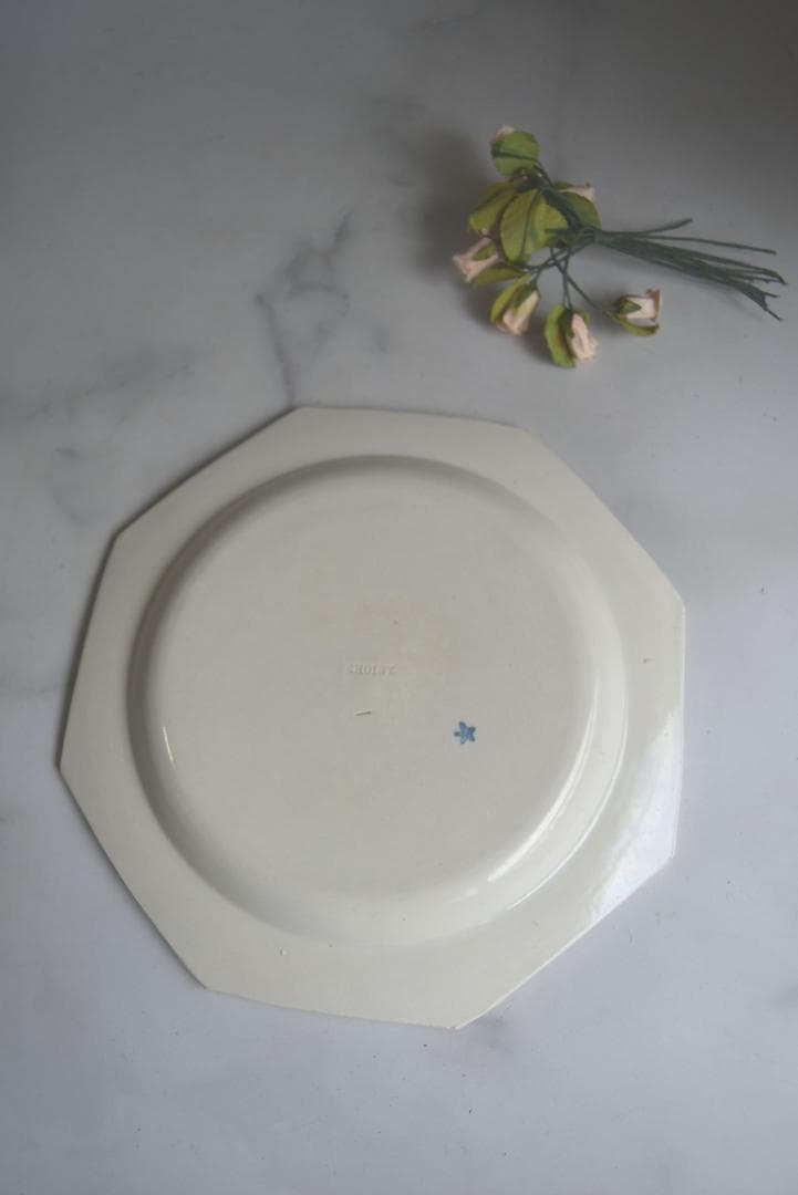 美品1804年　初期ショワジー　ファイアンスフィーヌ　オクトゴナル　デセール平皿