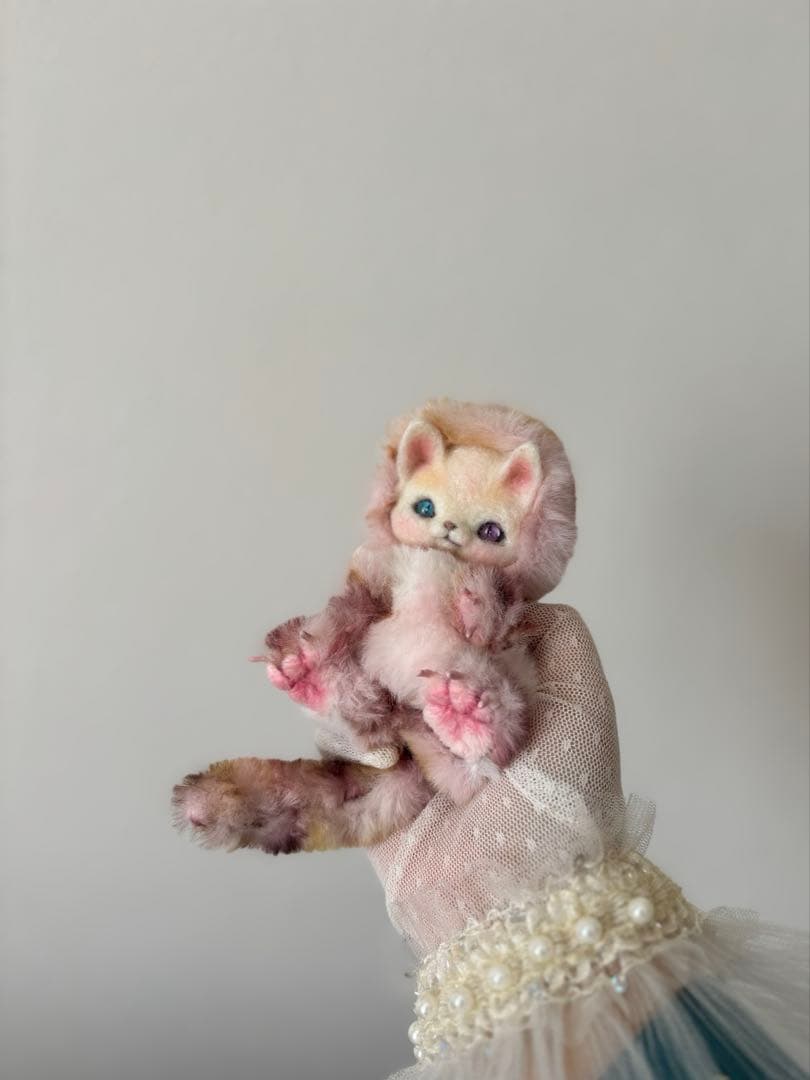 アートドール　No.063ピンク猫幻獣　羊毛フェルト