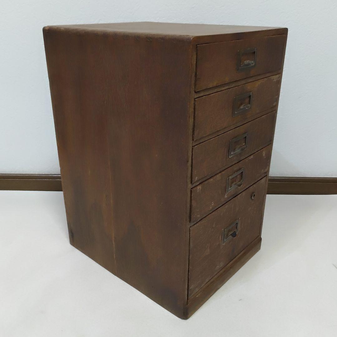 昭和レトロ 小引き出し 5段 5杯 小抽斗 木製 木箱 古家具 収納