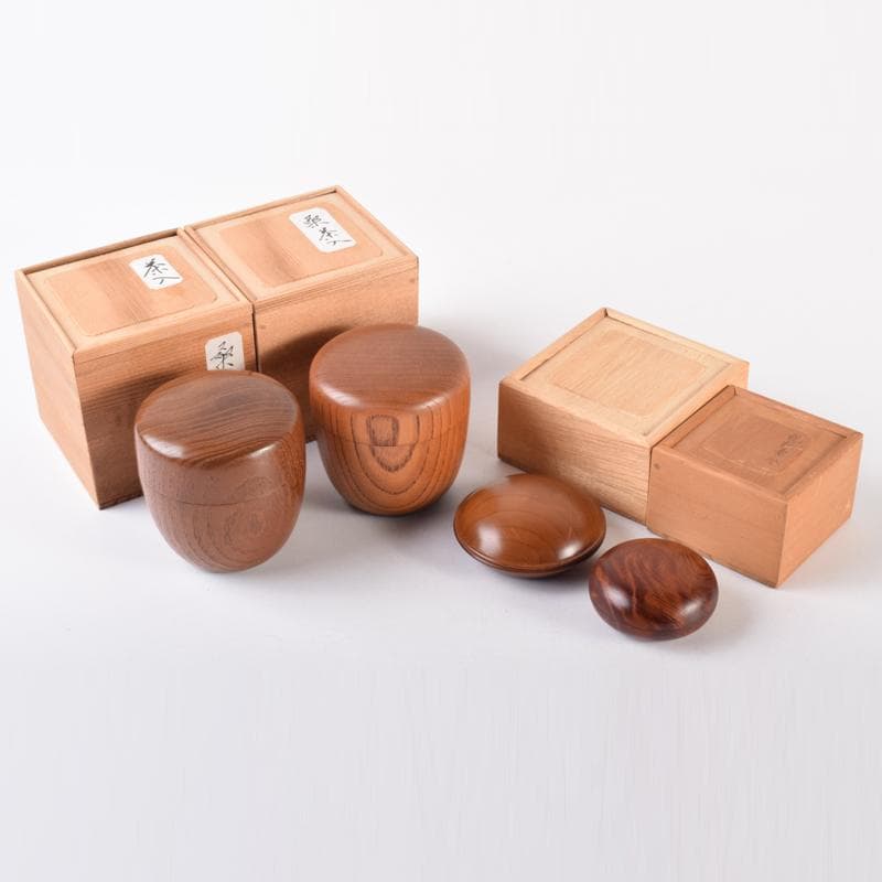 茶道具　桑茶入　棗　香合　4点まとめて　時代箱付　V　7041