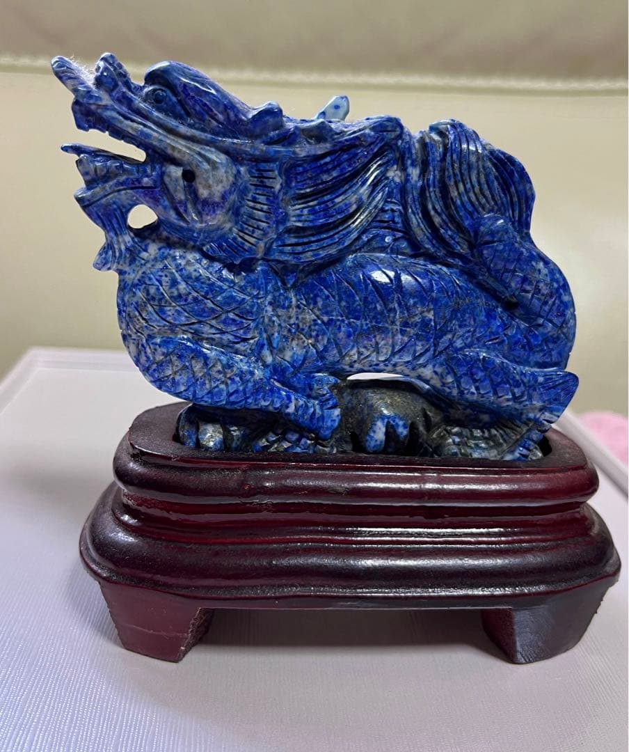 天然石　ラピスラズリ 龍　置物