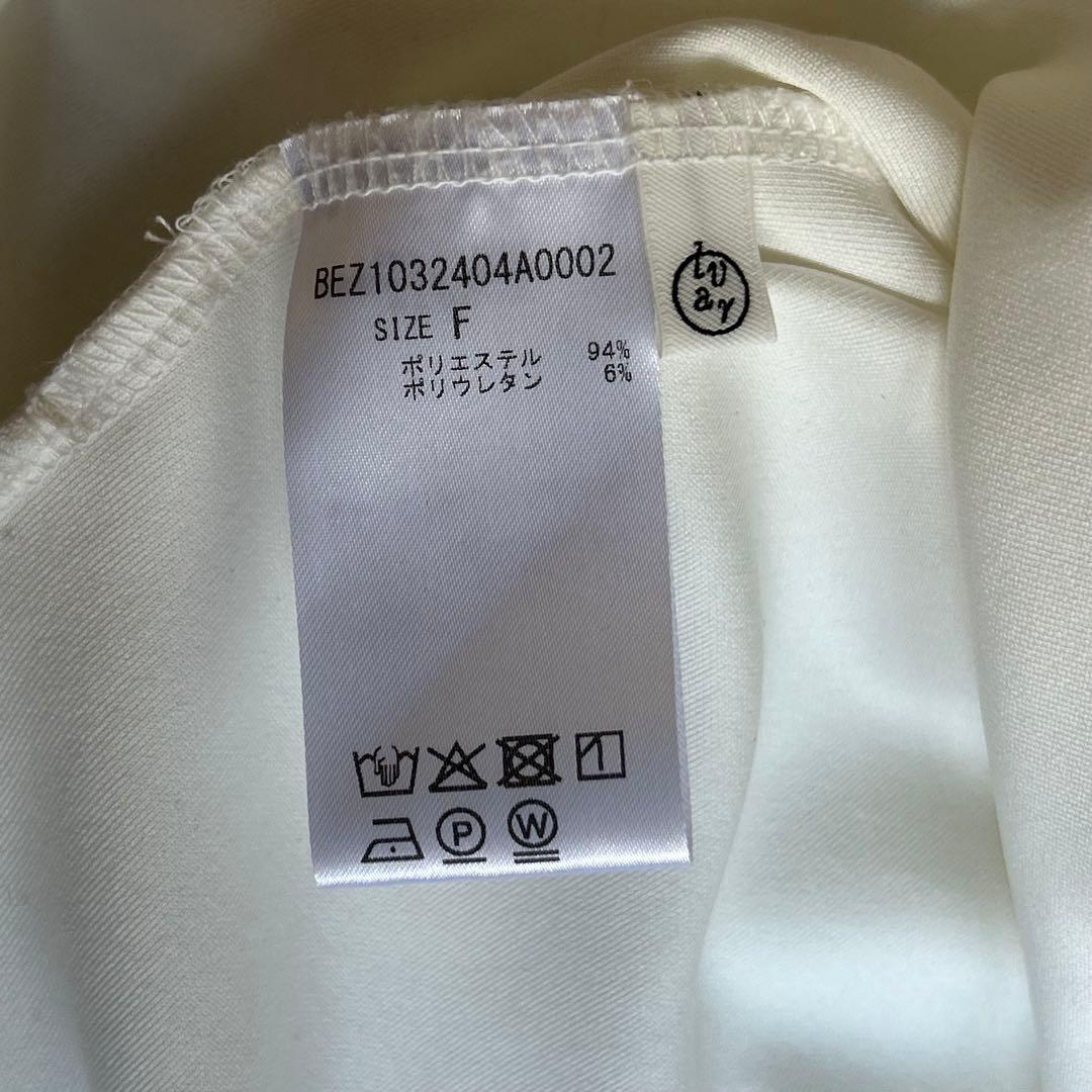 美品✨ビアズリー ワンピース Tブラウス 23SS 洗える ストレッチ 白