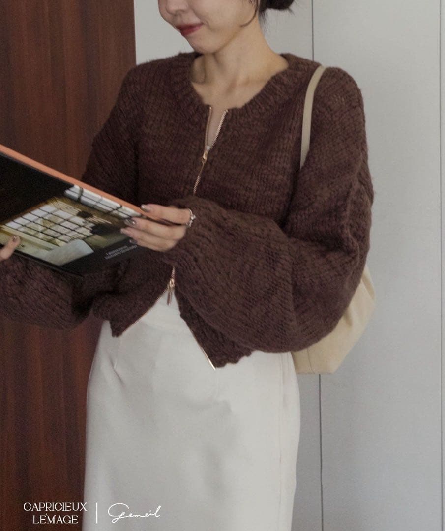 【新品タグ付き】LE'MAGE×gemeilコラボ　スラブジップカーディガン
