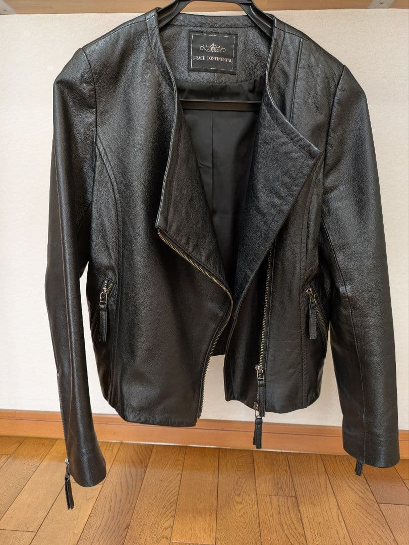 グレースコンチネンタル　ラムレザージャケット　ブラック 38 Mサイズ