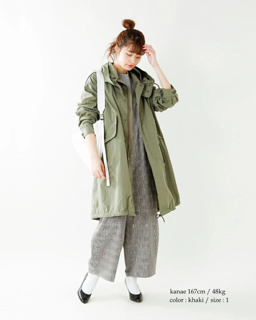 定価4万 kha:ki カーキ コットン×ナイロン硫化ウェザーミリタリーコート