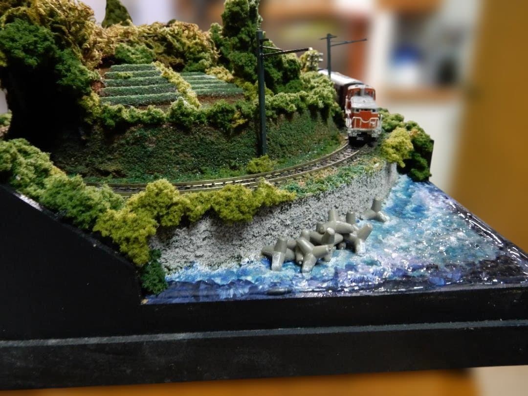 Nゲージジオラマ　海岸の田舎町風景