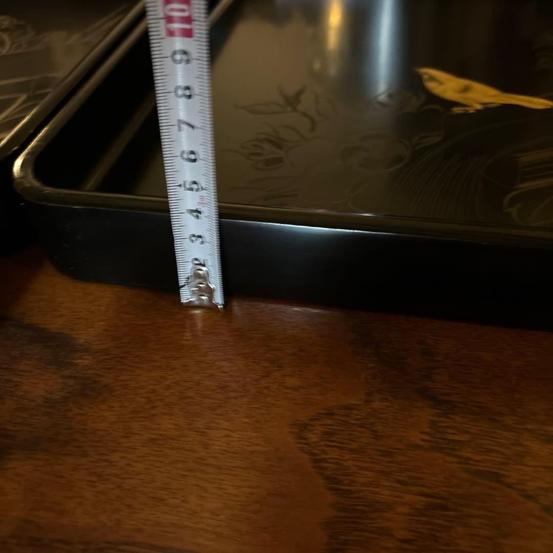 本堅地請合　漆　沈金　お盆×5