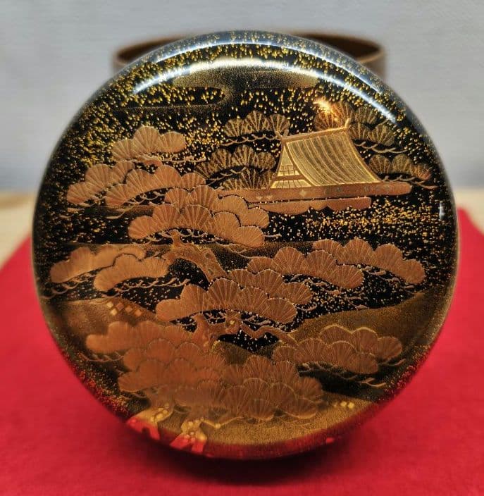 送料込【逢絢亭】茶道具 大棗 加賀塗 住吉蒔絵 内梨地 木製 芝野紫光 共箱入り