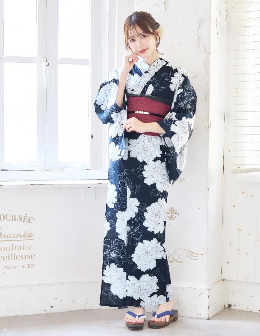 新品 浴衣 セット 浴衣セット ゆかた レディース 大人 白えんじ Y5-25