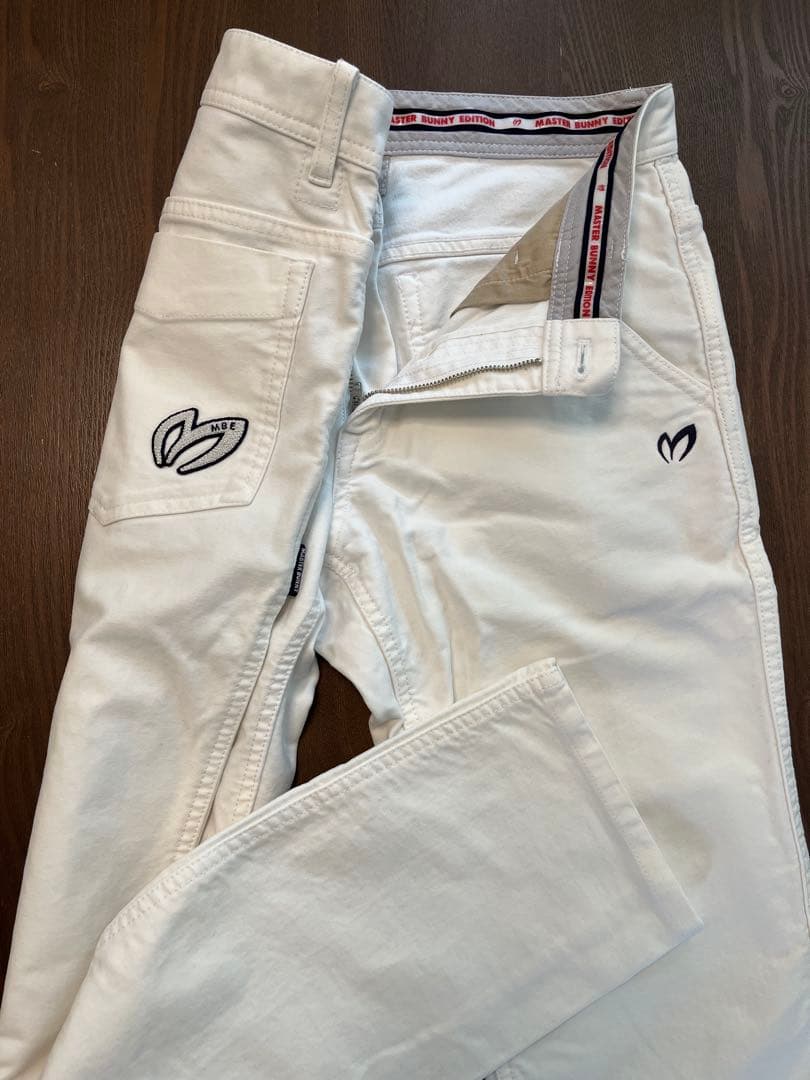マスターバニー コットンストレッチパンツ ホワイト 生地感しっかり サイズ4